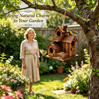 Wooden Bird Houses For Outside  3 Compartments Villa Hanging Birdhouse