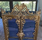 Frenchantique Decorative Scrollwork Gilt Vitrine Miniature Display Glass Cabinet