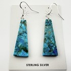Santo Domingo Pueblo Turquoise Slab Dangle Earrings Native American Jewelry