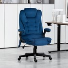 Massage Office Chair With 6 Points Heat Velvet Executive Office Chair Drak Blue