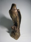 Japanese Antique Bronze Statue Hawk Eagle Bird 12 2 In Metal Sculpture Figurine