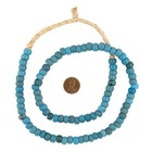 Turquoise Blue Padre Beads 7mm Ethiopia African Round Glass Large Hole Handmade