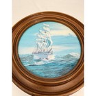 Framed Clipper Ship Nautical Wall Art Vtg Ocean Maritime Decor Round Seascape 9 