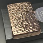 Zippo 2 Sided Processing Hammer Tone Copper Bronze Lighter With Regular Case