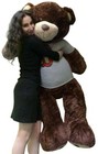 Big Plush 5 Foot Brown Teddy Bear Wears Shirt  Custom Imprinted With Your Text