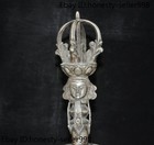 14 4  Tibetan Temple Tibetan Silver Tara Guanyin Statue Bell Chung Chimes Clock