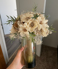 Rustic Sola Wood Flower Bouquet With Vase     Neutral Cream   Natural Tones
