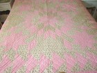 Lovely Antique Hand Made Lone Star Variation Pink Calico   Feedsack Quilt