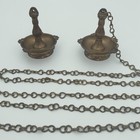 Vintage Indian Brass 2-tier Hanging Oil Lamp Thooku Vilakku Engraved 70    Chain