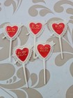 Vintage Valentines Day Heart Love Party Pick Topper Set Of 4