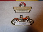 Vintage Lot Of 2 Diecut Porcelain Indian Motorcycle Harley Davidson Gas Oil Sign