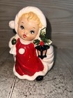 Vintage Relpo  Made In Japan Planter Blonde Girl With Bag Of Presents A-1965