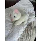 Vintage 80s White Kitty Cat Plush Stuffed Animal Pink Ears nose Blue Eyes Kitten