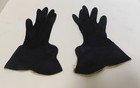 1940 s Vintage Navy Blue Ladies Flared Cuffs With Button Accent Gloves Germany