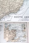 1908 Antique Map Of Brazil   Inset Map Of Rio De Janeiro   South America