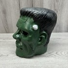 Vintage Chalkware Plaster Frankenstein Monster Head Hand Painted 1972 Horror