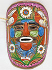 Hand Painted Mexican Folk Art Terracotta Clay Mask Wall Hanging And Maracas Vtg