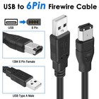 Firewire To Usb Cable 6-pin Ieee 1394-a Male To Usb 2 0 A Male Adapter Cord F   