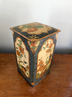 Vintage Floral Tin Box  Container Hinged Lid 