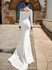 High Neck Long Sleeved Mermaid Beaded Wedding Dress With Pearl Satin Bridal Gown