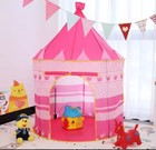 Portable Folding Kids Tent Castle Cubby House  Easy To Open And Fold  Color pink
