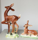 Set  2 mcm Mid Century Modern Stewart B Mcculloch Figurine Statue fawn  deer Doe