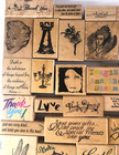 Huge Lot A  Vintage   Modern Wood Rubber Stamp Lot Of 70 Varying Sizes   Manu