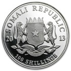 2013 1 Oz Elephant African Wildlife Coin - 999 Silver - Somalia 100 Shillings