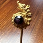 Antique Victorian Gold Filled Seahorse Rose Cut Purple Paste 3    Hat Stick Pin