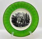11 Pc  Antique French Green Months Of The Year Plates Sarreguimines Wicker China