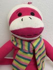 Dan Dee Collector   s Choice Pink Sock Monkey 20    Scarf Hat Striped Large 2011