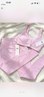 Alo Women s Pink Activewear Set S 2pc Bra   Leggings Solid Stretch Knit