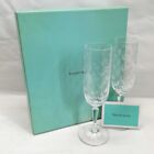 Tiffany   Co  Floret Champagne Flute Pair Glass Clear Barware Unused With Box