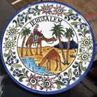Vtg Jerusalem Decorative Plate  Hand Painted Middle Eastern Souvenir W  Camels