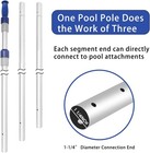 Poolvio 15 Ft Telescopic Pool Pole - Adjustable 3 Piece Aluminum Pool Skimmer Po