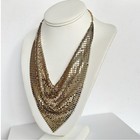 Vintage 1970s Gold Tone Metallic Whiting Davis Chainmail Metallic Bib Necklace