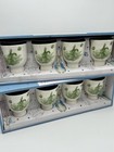 Peter Rabbit Egg Cups Green Ceramic Bunny Butterfly Beatrix Potter 2 Sets In Box