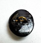 Antique Black Glass Button Anchor Silver Luster Picture Stripe Boat Novelty Oval