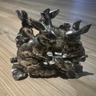 Vintage Arthur Court Aluminum Rabbit Bunny Napkin Holder Letter Desk Organizer