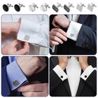 8pcs Classic Cuff Links  Silver And Black Cufflinks For Men  Tuxedo Studs For   