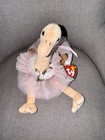 Ty Beanie    stretch    Ostrich     1997  Some Tag Error  Pe Pellets  Pink Dress   Bow