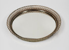 Vintage Vanity Tray Round Gold Tone Metal Dresser Mirror Perfume Tray 11 In Wide