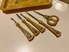 Antique Art Deco Vanity Dresser Set 12 Pieces  Marbled Bakelite Or Celluloid