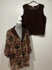 Wonky Skirt Set Womens 2xl Brown Patchwork Print Vintage 3 Pc Cottagecore Granny