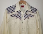 Vintage Chute Western Shirt White Plaid Yoke Pearl Snap Cowboy Rodeo Mens Sm