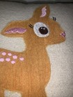 Baby Deer Wool Embrodered Pillow 11x11 With Pink Spots   Cream Wool  Dark Brown