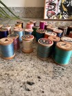 Lot Of 30 Vintage Thread On Wooden Spools