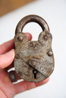 Antique D m  Bank Lock Old Padlock Vault Safe Heavy Duty No Key Vintage Metal