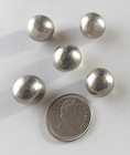 Set Of Five Vintage Silver Tone Metal Domed Top 3 4  Round Tunnel Shank Buttons