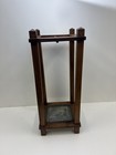 Antique Arts   Crafts Umbrella Stand Metal Drip Tray Vintage Mission Wood Sikes
